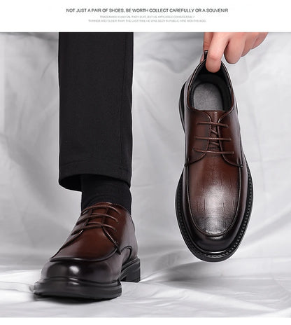 Big Size Elevator Shoes Men Leather Shoes Height Increasing Shoes For Man Increase Insole 6-8CM Invisible Heightening Lift Shoes