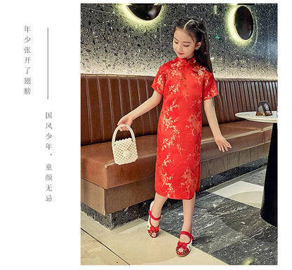 Fashion Children's Cheongsam Modern Girls Dresses Summer Baby Party Qipao Princess Clothing Chinese Style Girl Dress Vestidos