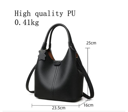 New Trendy Casual Soft PU Women's Handbags Solid Color Large Capacity Female Shoulder Bags Retro Tote Bags For Commute Shopping
