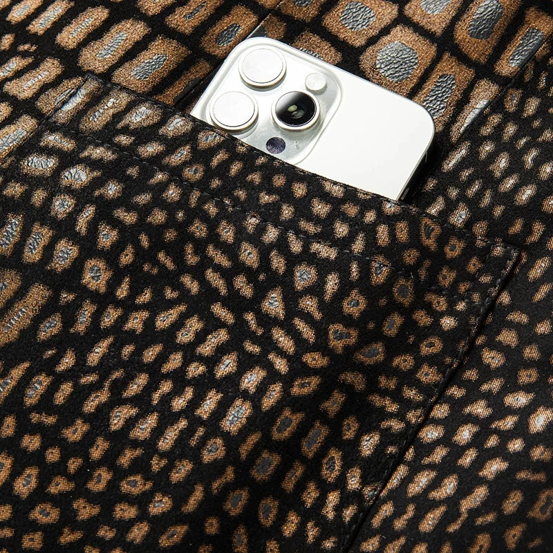 Luxurious Sheepskin Blazers For Men Smooth Casual Leather Jacket Winter Top Quality Leopard Print Slim Gentleman Terno Masculino