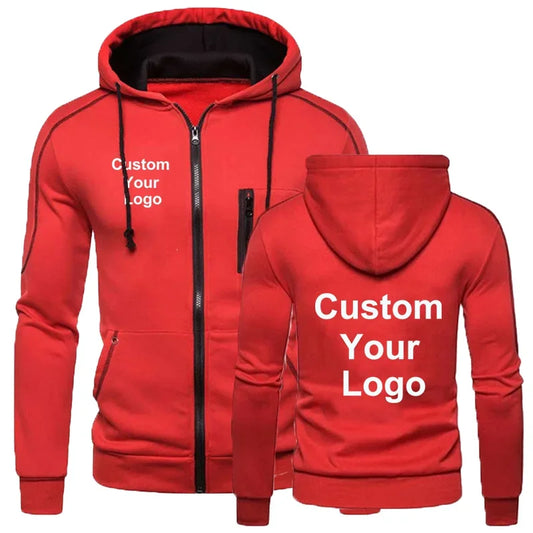 Men's customized your name picture jacket men's fashion autumn and winter jacket sweatshirt casual long-sleeved hoodie zipper ho