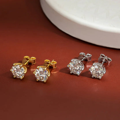 Moissanite Stud Earrings D Color 0.5-2 Carat 925 Sterling Silver Gold Plated Moissanite Earrings For Women Wedding Party