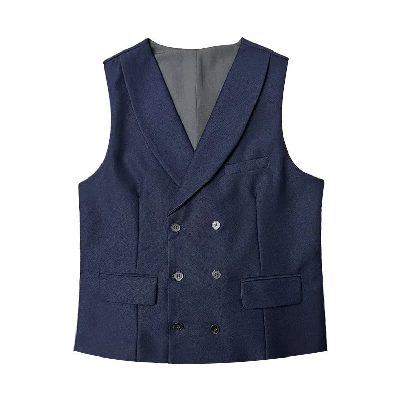 Men Luxury Double Breasted Design Solid Vest Formal Groom Wedding Dress Suit Vest Set Fashion Mens Club Singer Clothing 6XL-M
