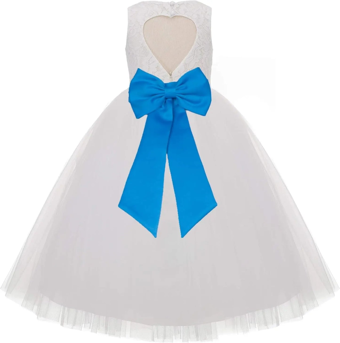 Ivory Floral Lace Heart Cutout Dress for Girls Junior Bridesmaid Pageant Gown Elegant Flower Girl Pageant Dresses
