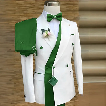 Bespoke Custom White Black Wedding Suit For Men New Design Slim Fit Groom Best Man Wedding Tuxedo Formal Prom Wear 2 Pieces Set