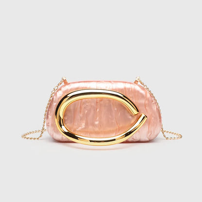 Classic round Box Handheld Dinner Bag Miniature Retro Metal Handle Chain Shoulder Strap Crossbody Bag Street Trend Hard PU Bag