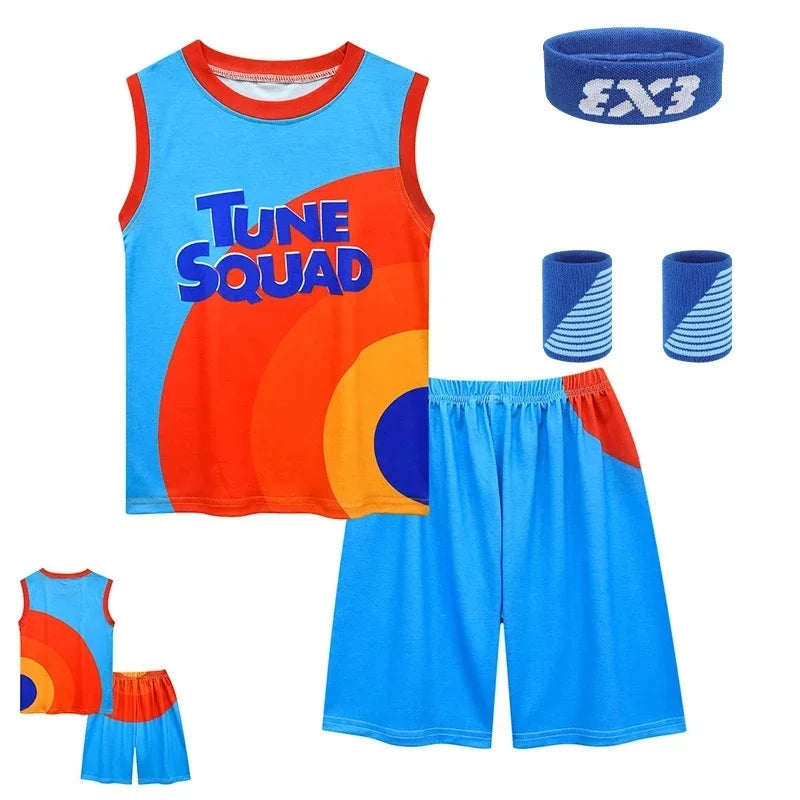 2024 Kids Tune Squad Space Jam 2 Basketball Jersey Set - Cosplay Costume Vest Shorts Sports Uniform Tracksuit for Boys and Girls