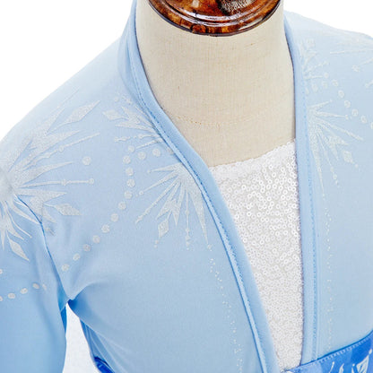 Children Carnival Blue Sequins Elsa Cosplay Dress Girls Elegant Blue Princess Costume Kids Halloween Birthday Party Clothes