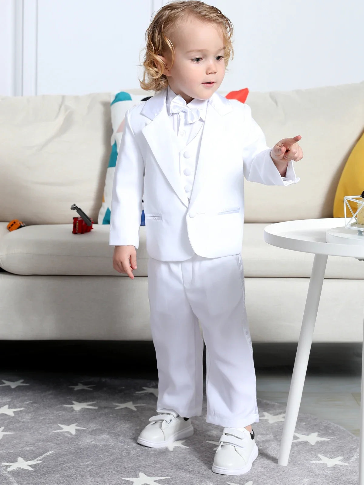 Baby Boy Baptism Outfit Infant Tuxedo Christening Wedding Birthday Celebration Formal Gentleman Suit White 6 Months to 3 Years