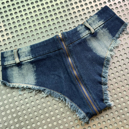 2026 New Ultra Low Waisted Tassel Sexy Denim Short Jeans Women Nightclub