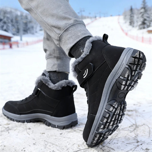 Snow Boots for Men Casual Winter Shoes Platform Non-slip Warm Fur Ankle Boots Plush Combat Outdoor Hiking Motorcycle Boots 2025