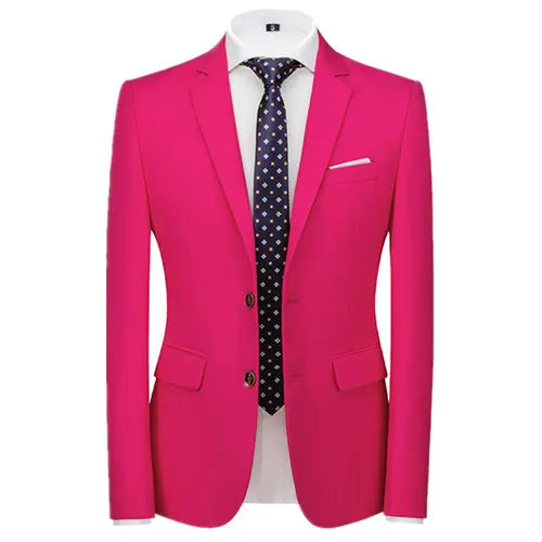 2026 New Men's Green Suit Jacket, Two Button V-Neck Coat, Wedding Party Formal Dress Tops Blue Red Yellow Green Blazers