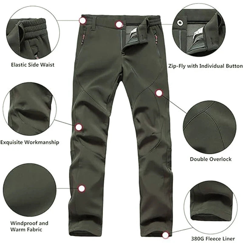 Women's Outdoor Hiking Pants Fleece Slim Soft Shell Snow Ski Pants Trekking Waterproof Windproof Winter