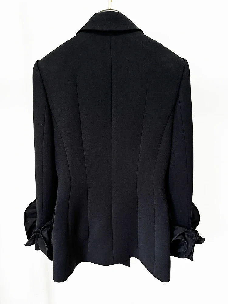 HIGH STREET Newest Fashion Designer Jacket Women's Flowers Appliques Double Breasted Blazer