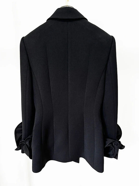 HIGH STREET Newest Fashion Designer Jacket Women's Flowers Appliques Double Breasted Blazer