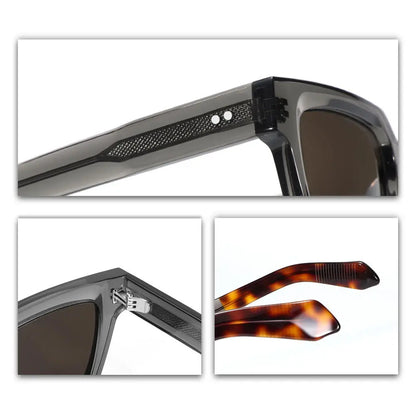 Acetate Frame Glasses for Men Oversized Polarized Sunglasses Women Trendy Retro Wide Keyhole Bridge UV400 Protection