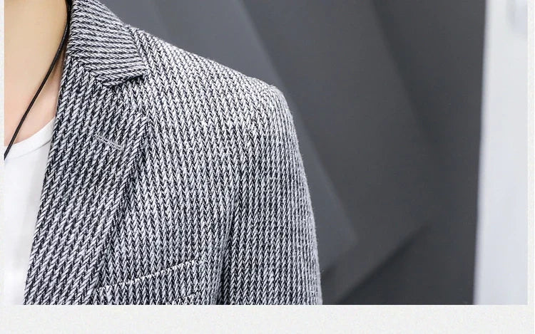 Blazer New Men's Fashion Business Vertical Strip Gentleman Slim Wool Shopping Outdoor Performance Wedding Banquet Casual Blazer