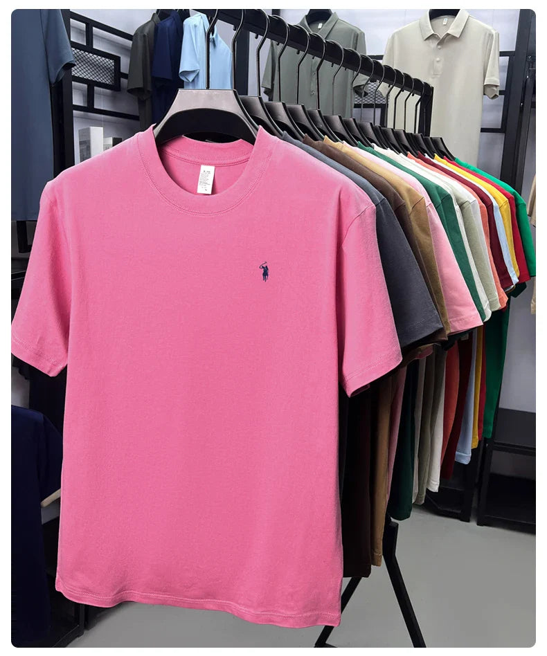 100% cotton high-end short sleeve T-shirt summer designer brand pony embroidery round neck top fashion casual golf men's wear