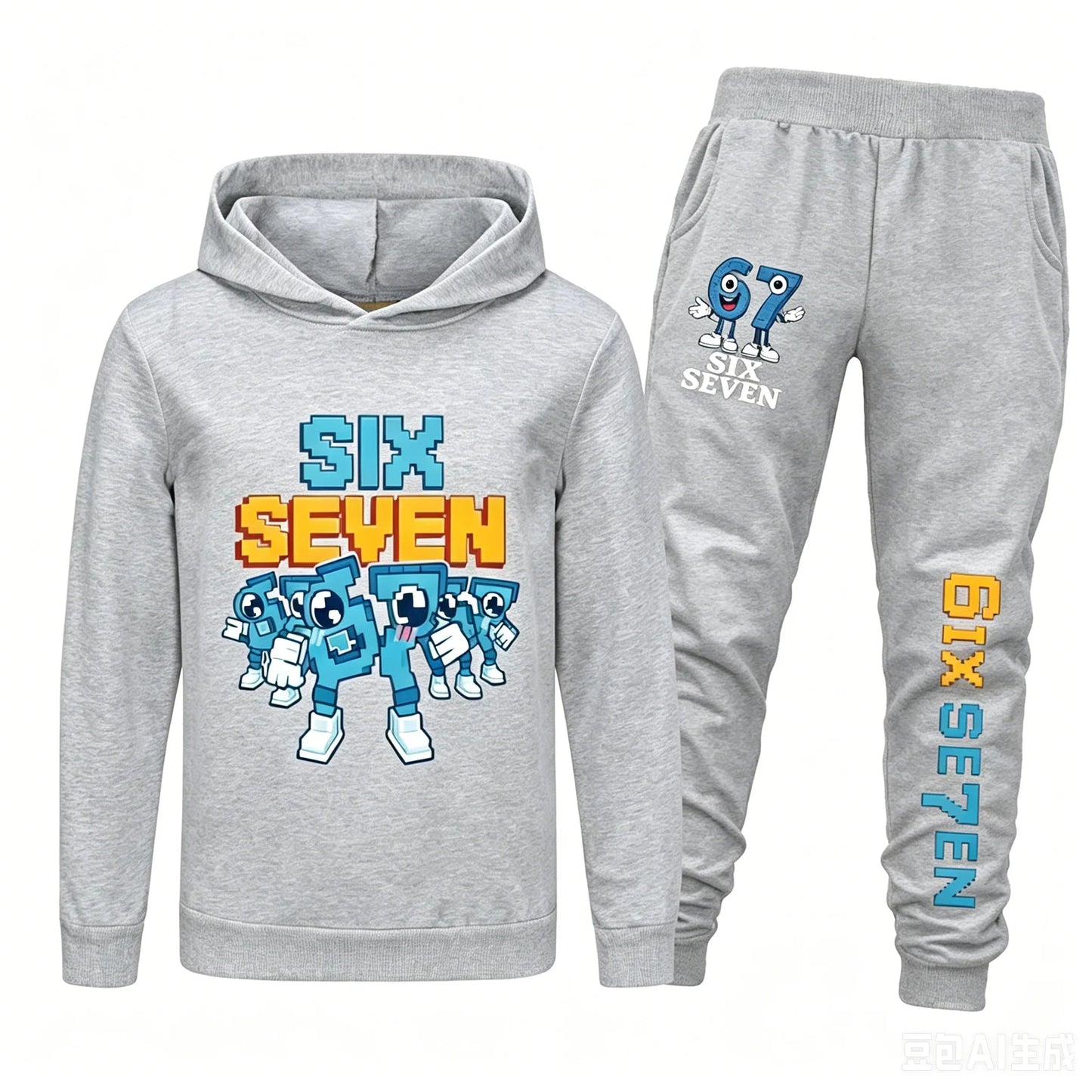 Spring Autumn Six Seven 67 Print Children Hoodies Set Kids Fashion Sportsuit Boys Long Sleeves Pants Suit 2 Piece Trouser Set