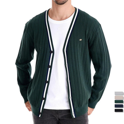 Brand Men's Cotton Cardigan Sweater V Neck Button-up Casual Youth Knit Sweaters for Men