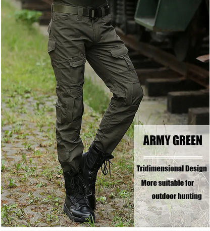 Men's Fashion Outdoor Hiking Overalls Pants Camouflage Tactical Pants Hunting Uniform Fighting Multi-Pocket Trousers