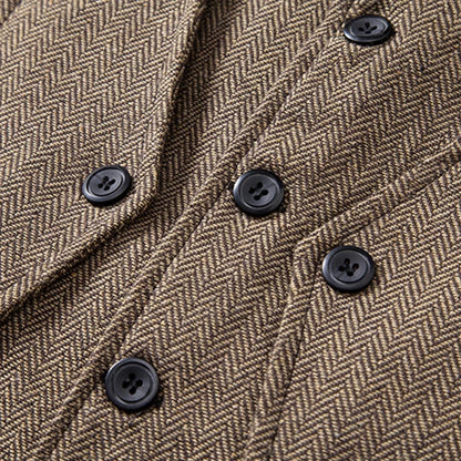 Men Vest Brown Herringbone Single Button V Neck Waistcoat For Wedding Banquet Office Business Work Casual Daily Men Suit Vest
