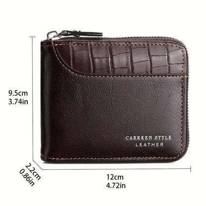 Portefeuille de luxe en cuir pour hommes avec fermeture éclair, porte-cartes, porte-monnaie, protection RFID, cadeau pour hommes, sac à main
