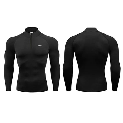 Compression Tight Autumn Quick Dry Polos Shirts Gym Bodybuilding Muscle Long Sleeve T-shirts Mens Fitness Sport Trainning Polos