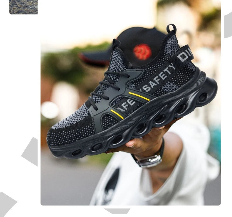 summer safety shoes lightweight work shoes with plastic toe comfortable work sneakers men anti-puncture breathable safety boots