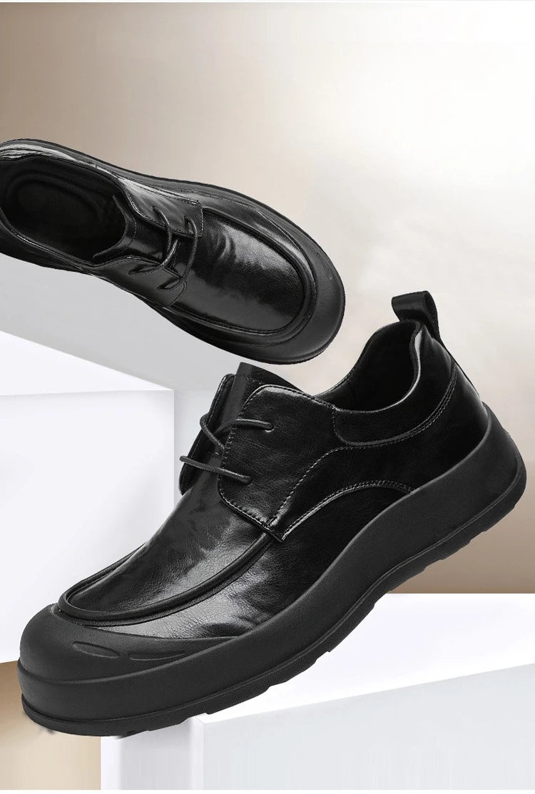 Spring New Designer Business Casual Shoes for Men Black Genuine Leather Shoes Male British Style Soft Sole Fashion Shoe Man