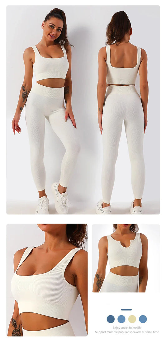 2Pcs Women Sports Set Seamless Yoga Set Fitness Suit Gym Leggings Bra Workout Sportswear  Active Wear Gym Clothing