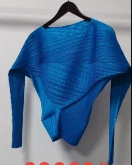 Miyake Pleated Top 2026 New Round Neck Short Sleeve Batwing T-Shirt Women Summer Lightweight Vacation Travel Women's Clothing