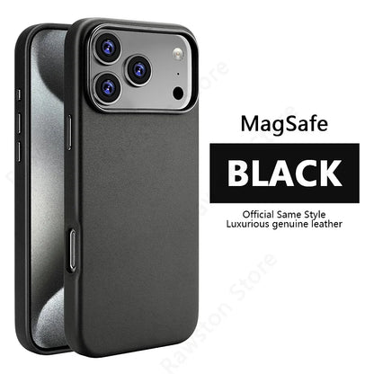 Official Magnetic Leather Case for Apple iPhone 17 Pro Max 16 13 12 14 15 Plus Original MacSafe for MagSafe Cover Accessories