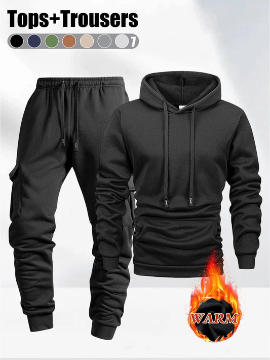 2025 Autumn/Winter Men's jogging Fitness sportswear Set Fashionable Casual Long-sleeved Sweatshirt + Casual Pants 2-piece Sets