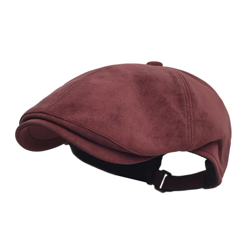 Autumn Winter Faux Leather Cap Newsboy Cap Hat Men Women Casual Beret Solid Cap PU  Leather Flat Caps Vintage