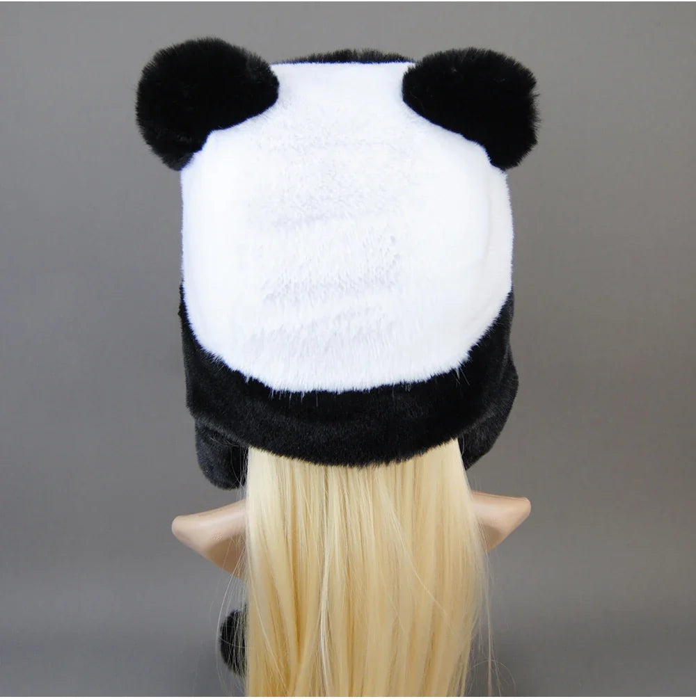 Hot Sale New Women False Rex  Rabbit False Fur Hat Winter Warm Fur Hat Black and White Panda Cute Color Artificial Hat