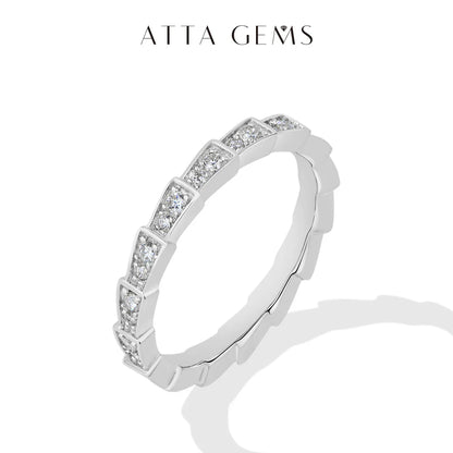 S925 Silver Snake Ring Pave Moissanite Wedding Eternity Band Stackable Luxury Fine Jewelry forWomen Pass Diamond Tester