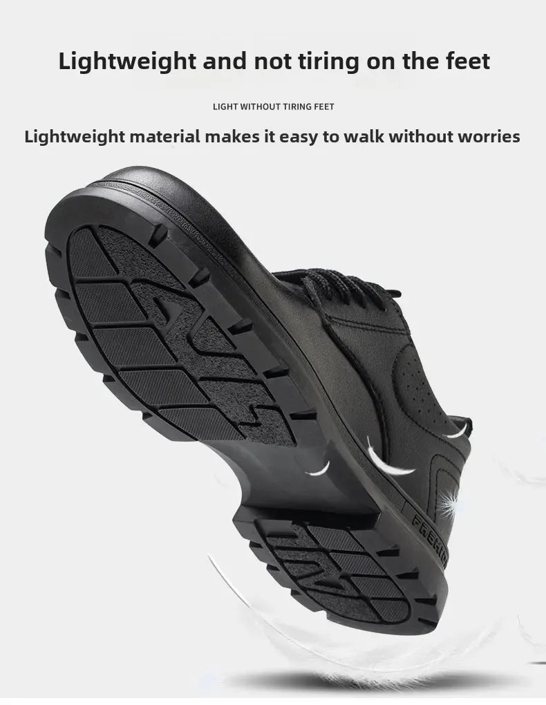 Fashion 2026 Genuine Leather Waterproof Men Safety Shoes Boots Work Sneakers Indestructible Steel Toe Nail Proof Male Footwear
