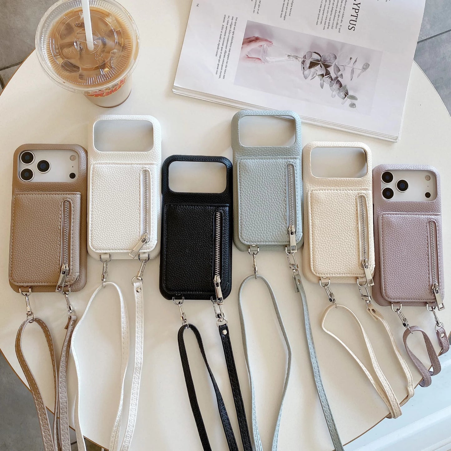 Crossbody Lanyard Phone Case with Zipper Mirror Wallet Card Holder Slot for iPhone 17/16/15/14/11 pro Max 13/12/11 plus