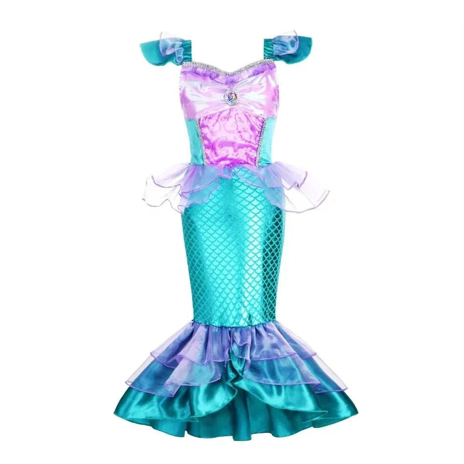 Mermaid Dress Girls Kids Cosplay Dresses Princess Costume Perform Clothes Birthday Party Halloween Clothing