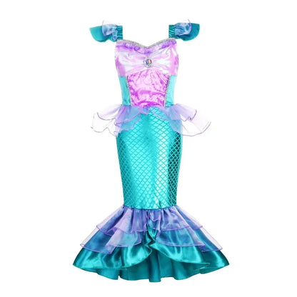 Mermaid Dress Girls Kids Cosplay Dresses Princess Costume Perform Clothes Birthday Party Halloween Clothing