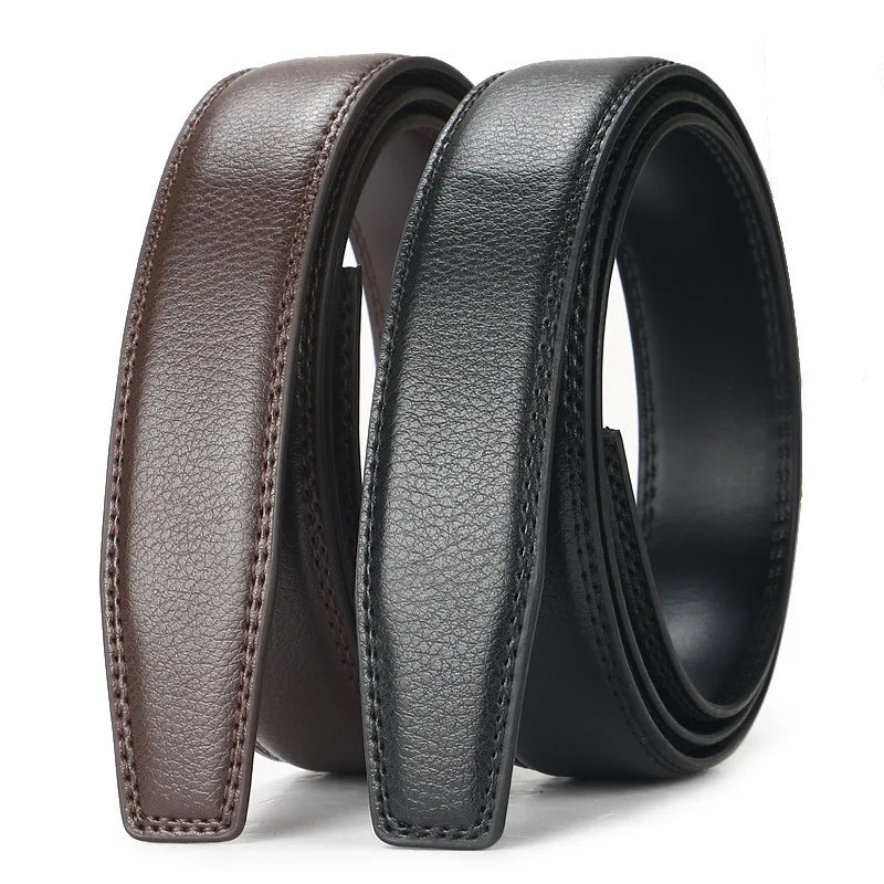 High Quality Genuine Leather Casual Belt Men, Adjustable Automatic Buckle Belts, Black/Brown Cuttable Ratchet Belt for men