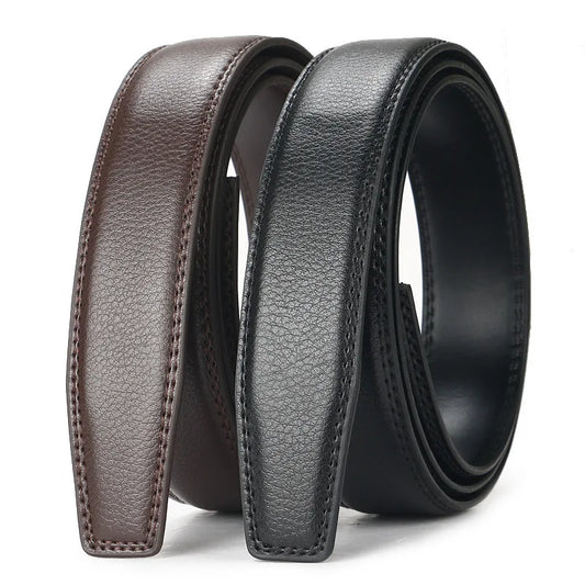 High Quality Genuine Leather Casual Belt Men, Adjustable Automatic Buckle Belts, Black/Brown Cuttable Ratchet Belt for men
