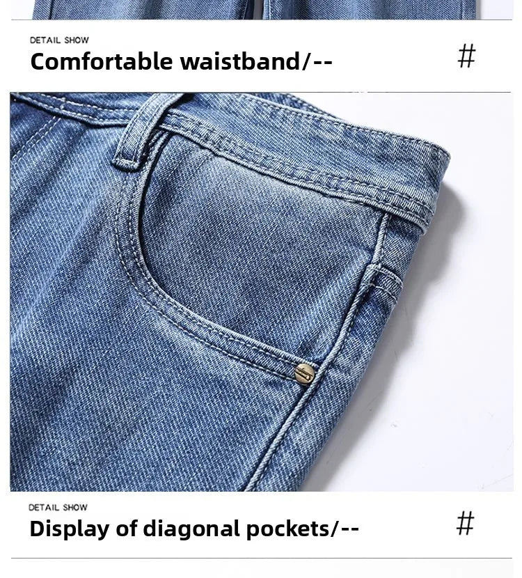 Autumn Winter New Men's Micro Elastic Straight Leg Denim Pants with Shape Skin Friendly Business Men's Pants in Multiple Sizes