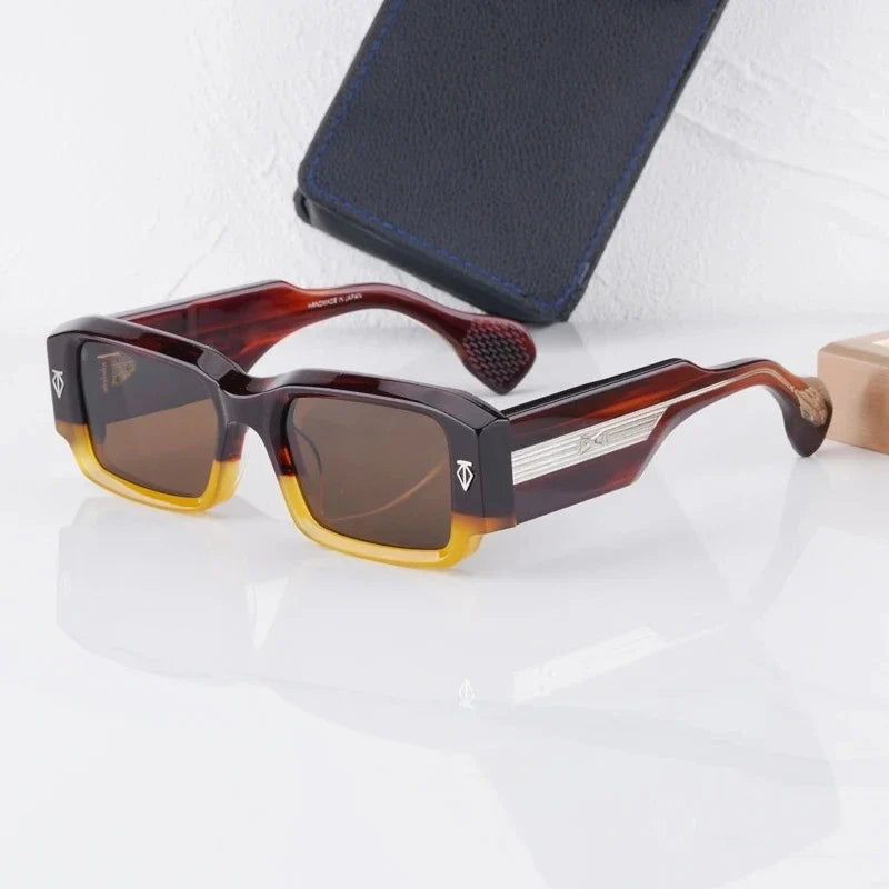 Handmade Thick Acetate Classical Sunglasses Rectangle Luxury Brand Design Style Top Quality Patchwork UV400 Unisex Gafas