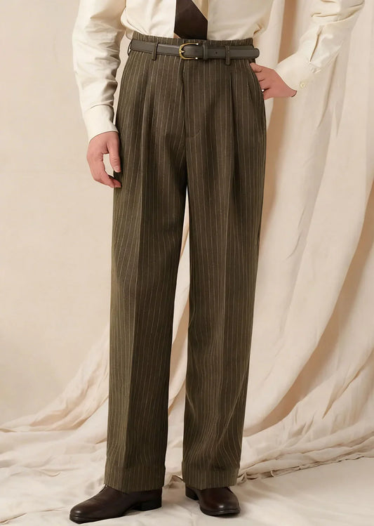 Fashion Boutique Striped Men's Casual Suit Pants Business Office Formal Groom's Wedding Dress High-Street Vintage Trousers
