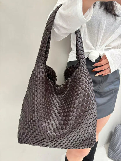 Designer Hand knitting bag PU Large women's Woven tote bag Mistress gift luxury bag original mark bags CasuaL side bag for women