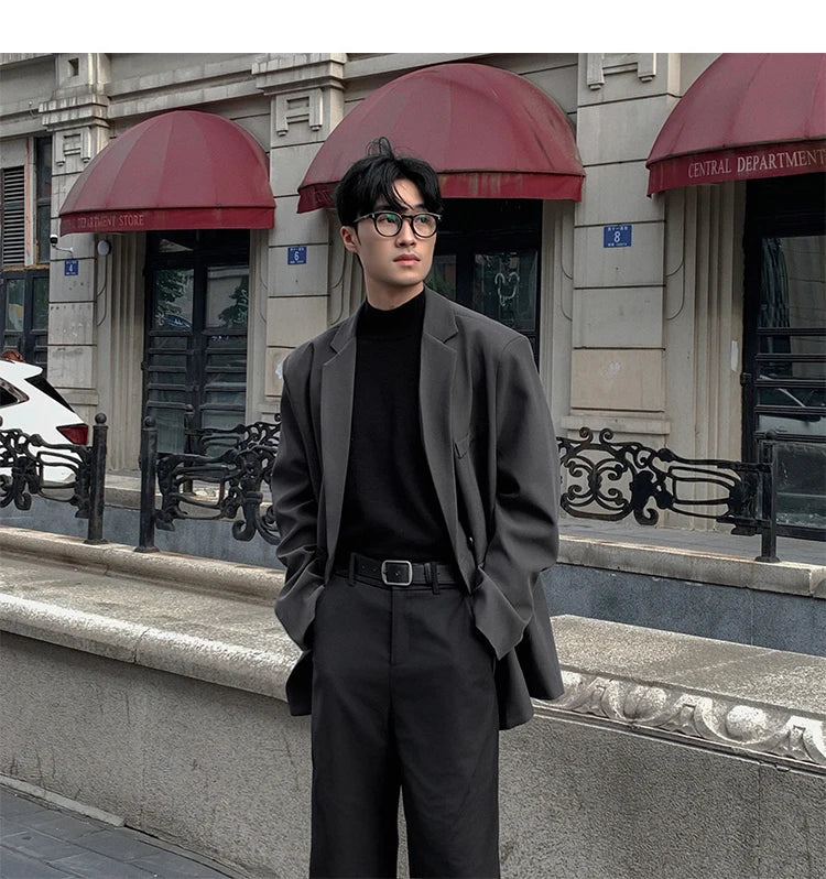 Spring Summer Men Formal Blazers Men Korean Fashion Loose Casual Dress Jacket Men Harajuku Social Suit Jacket Clothing