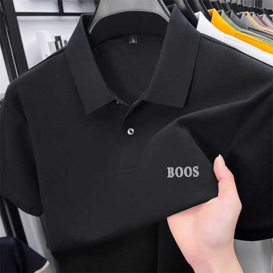 Cotton100% Men's Summer High Quality Short Sleeves Polo Shirt Lapel Button Letter Printing T-Shirt Business Leisure Men Clothing