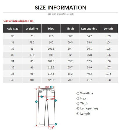 2025 Fall New Men's Cotton Stretch Slim Jeans Straight Version Business Fashion Denim Pants Vintage Blue Brand Trousers Black